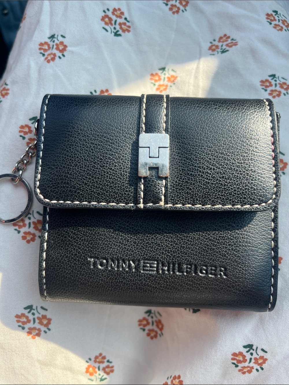 Tommy Hilfiger Black Leather Mini Wallet with Key Ring